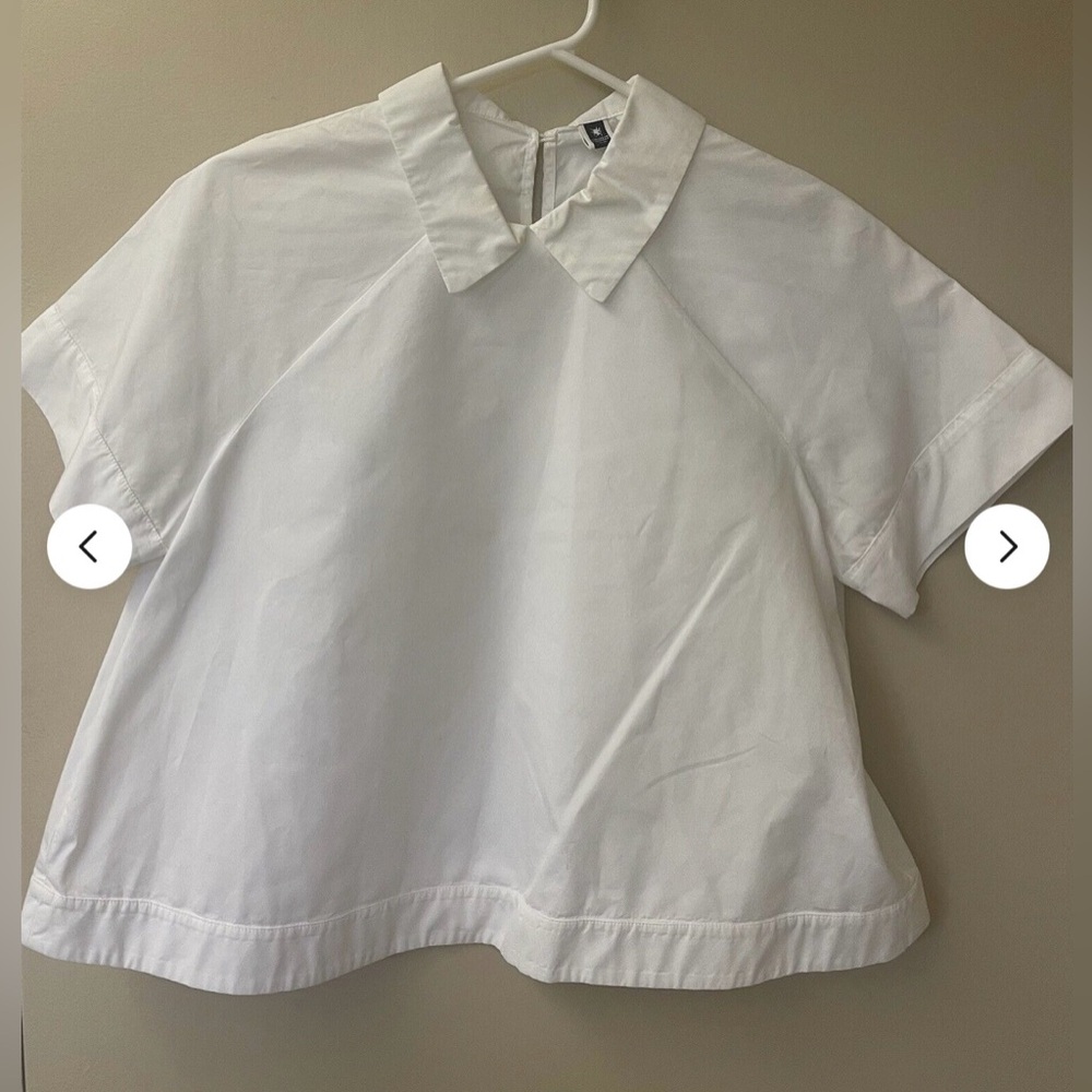 ISO / NOT FOR SALE European Culture White Collared Short Sleeve Top